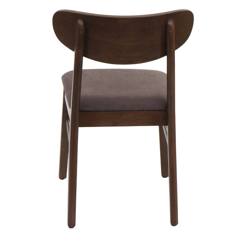 Lot de 6 chaises de salle à manger cuisine dossier haut en tissu couleur taupe structure en bois foncé 04_0007763