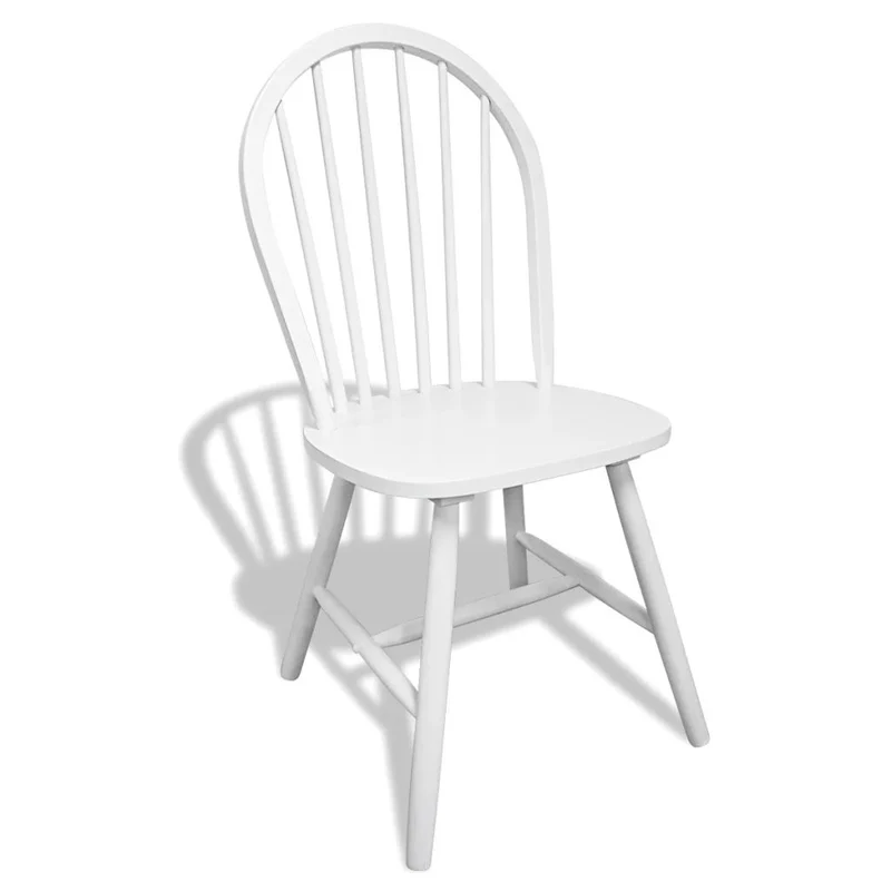 Lot de 6 chaises de salle à manger cuisine design classique bois d'hévéa solide blanc CDS022152