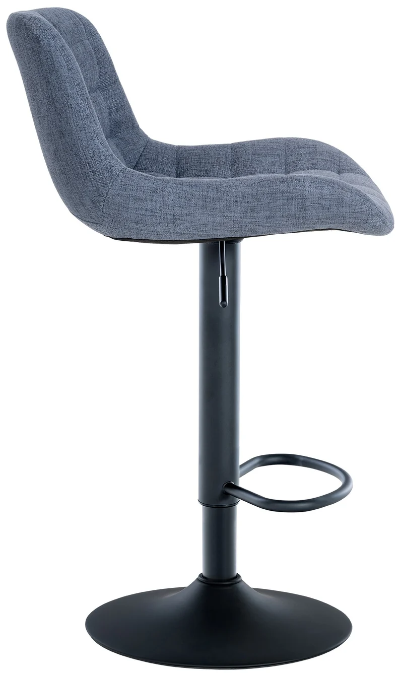 Lot de 2 tabourets de bar structure métallique noir assise en tissu bleu avec surpiqûres 10_0004446