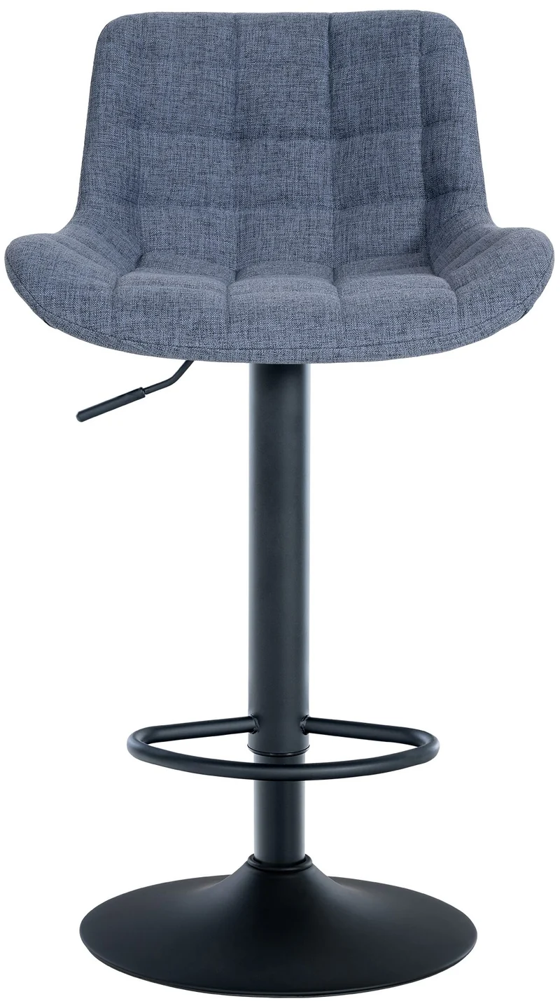 Lot de 2 tabourets de bar structure métallique noir assise en tissu bleu avec surpiqûres 10_0004446