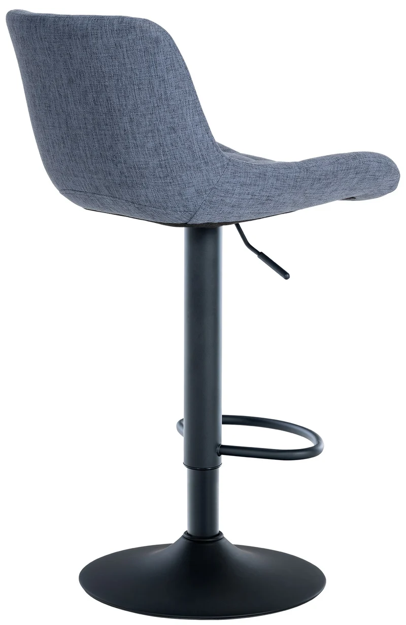 Tabouret de bar x1 structure métallique noir assise en tissu bleu avec surpiqûres 10_0005449