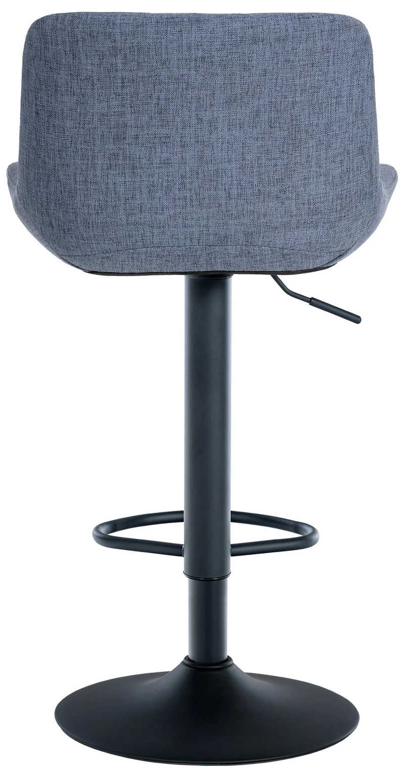 Tabouret de bar x1 structure métallique noir assise en tissu bleu avec surpiqûres 10_0005449