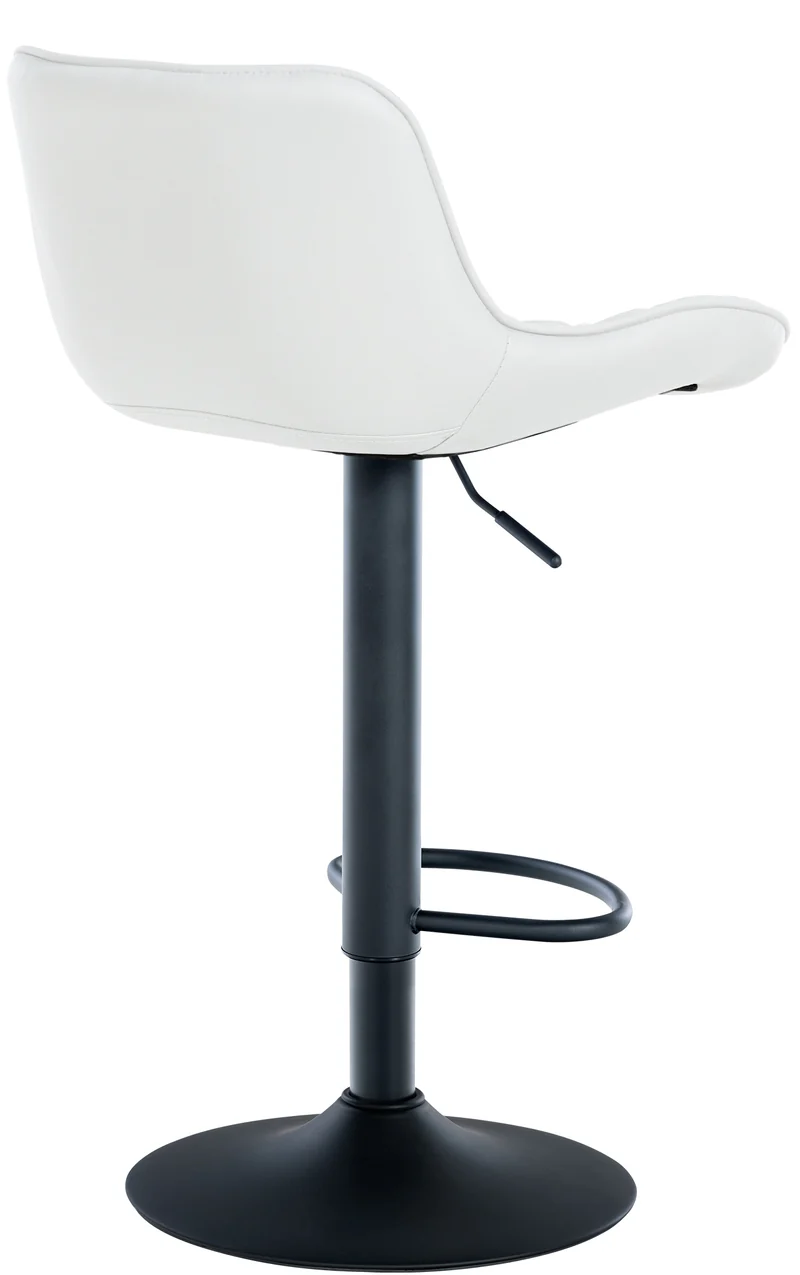 Lot de 2 tabourets de bar réglable et pivotant assise en synthétique blanc pieds métal noir TDB10603