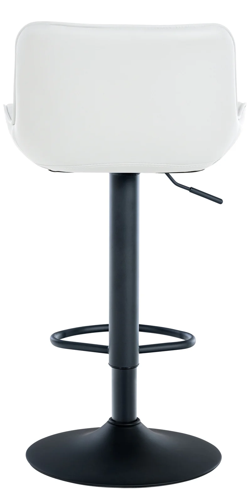 Lot de 2 tabourets de bar réglable et pivotant assise en synthétique blanc pieds métal noir TDB10603