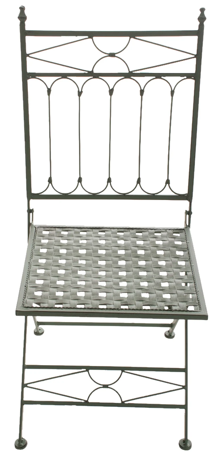 Lot de 2 chaises pliable de jardin terrasse balcon design rustique en fer forgé vert vieilli 10_0003129