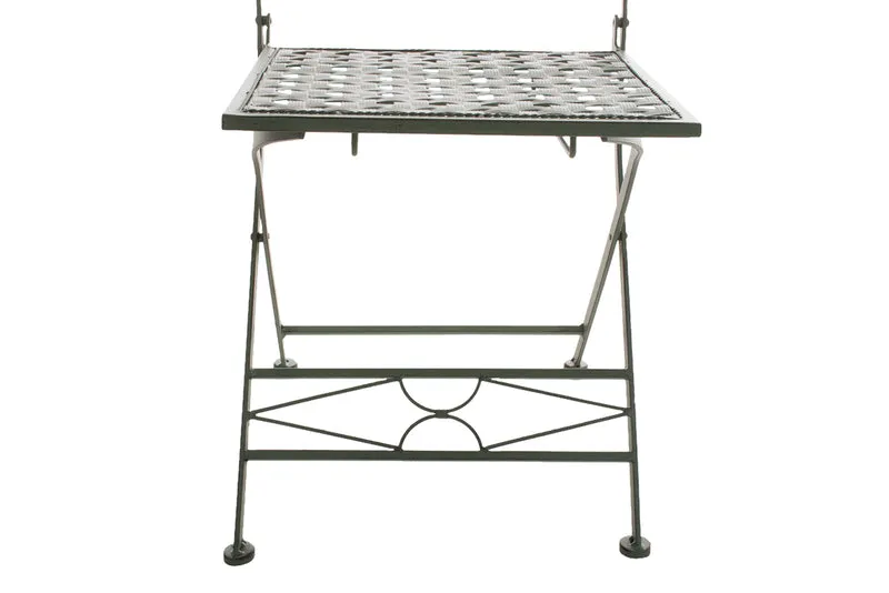 Lot de 2 chaises pliable de jardin terrasse balcon design rustique en fer forgé vert vieilli 10_0003129