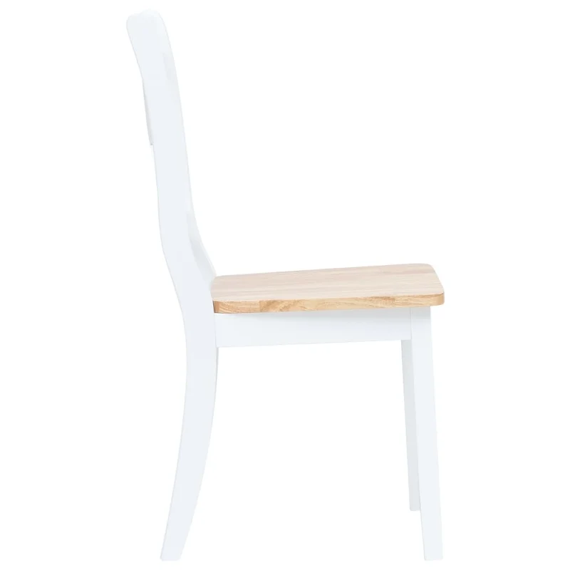 Set de 6 chaises de salle à manger blanc et bois clair bois hévéa massif blanc DEC025665