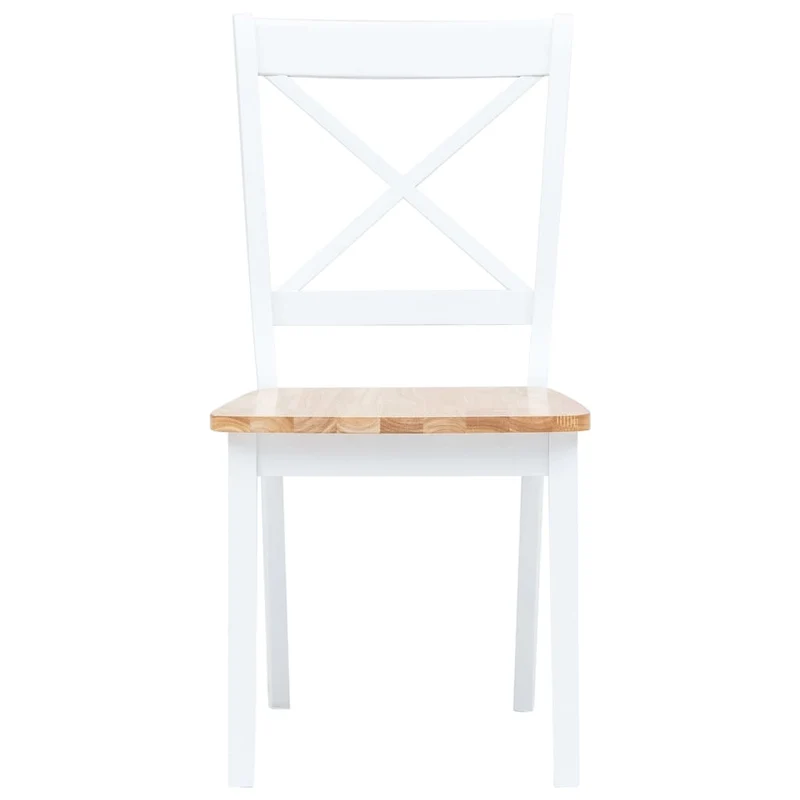 Set de 6 chaises de salle à manger blanc et bois clair bois hévéa massif blanc DEC025665