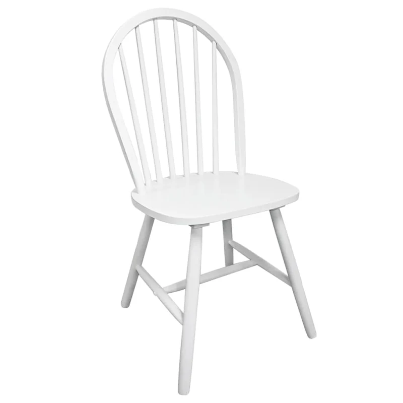 Lot de 2 chaises de salle à manger cuisine design classique bois d'hévéa solide blanc CDS020163