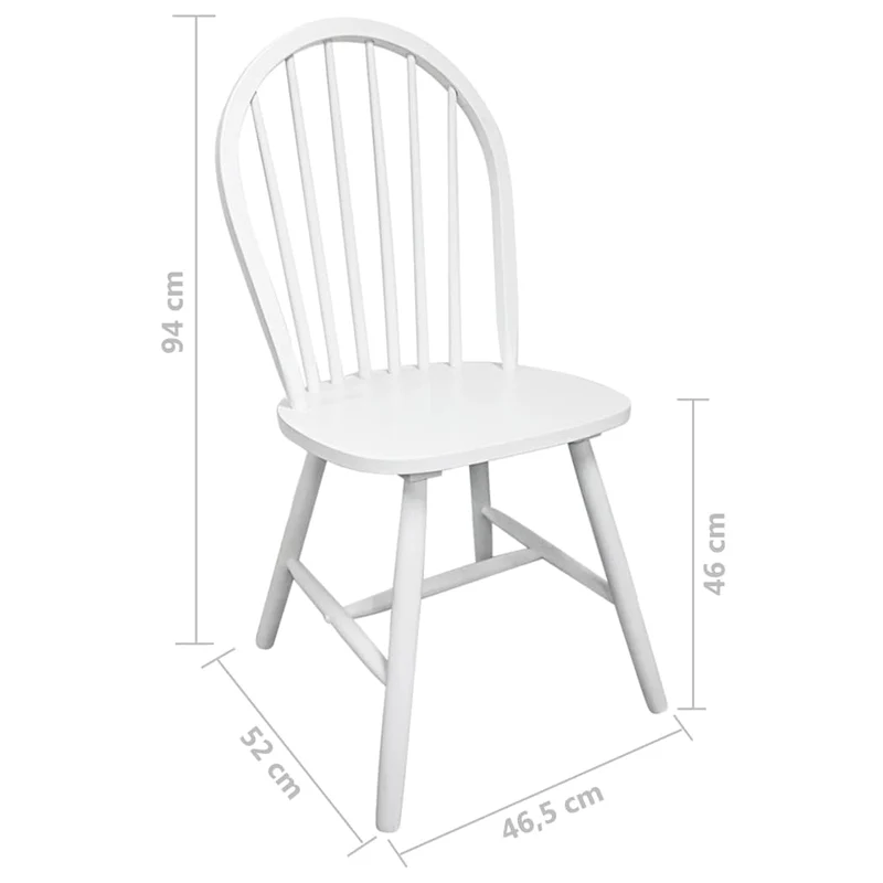 Lot de 2 chaises de salle à manger cuisine design classique bois d'hévéa solide blanc CDS020163