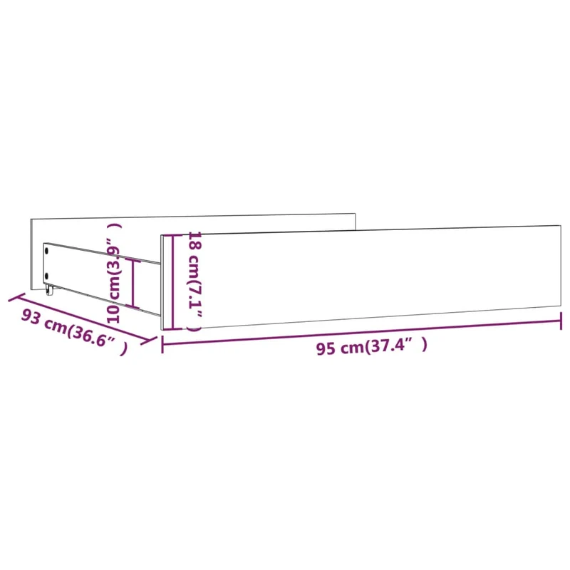 Tiroir de lit rangement avec roulettes lot de 2 bois de pin TDL0206831