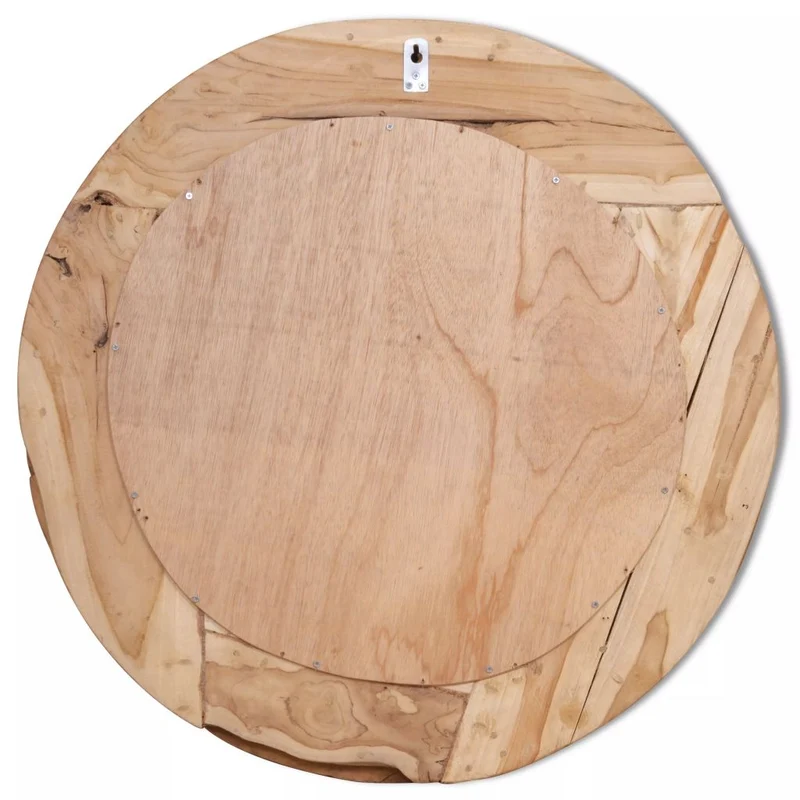Miroir mural décoratif rond Teck marron 80 cm DEC022670