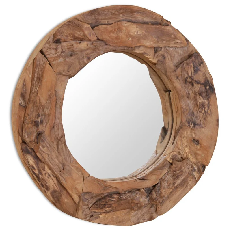 Miroir décoratif rond Teck 60 cm DEC022669