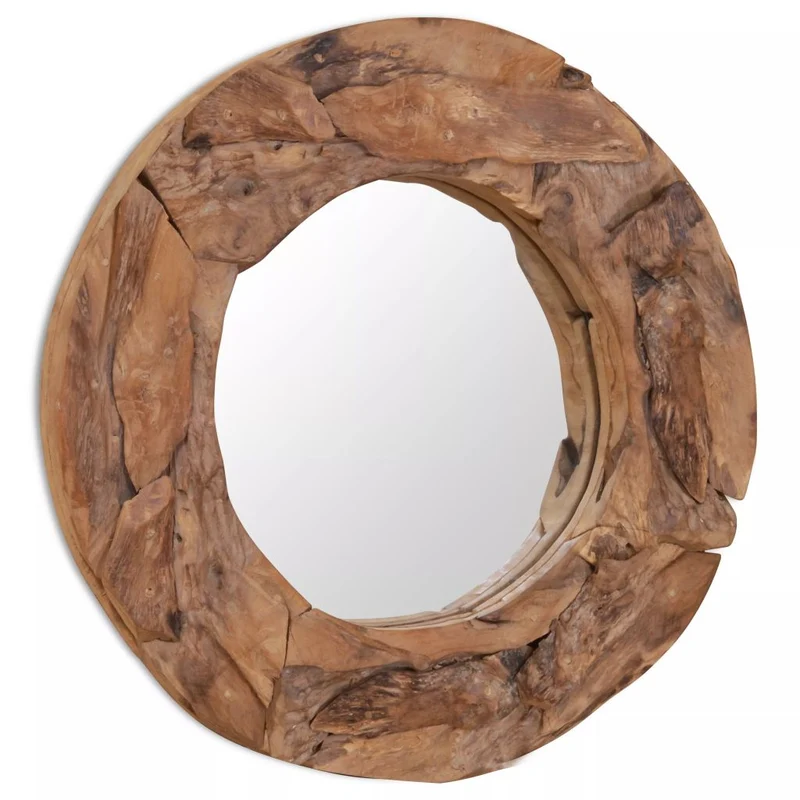 Miroir décoratif rond Teck 60 cm DEC022669