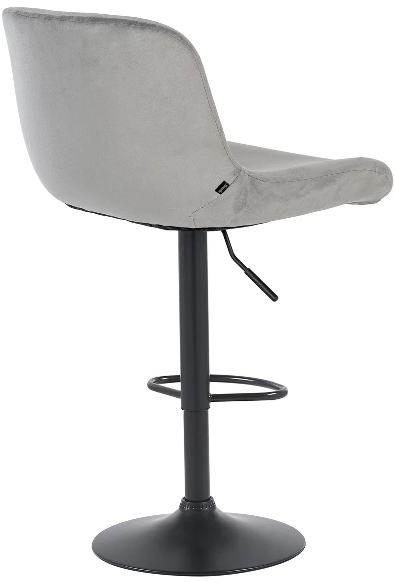 Lot de 2 tabourets de bar réglable en hauteur et rotatif repose-pieds en velours gris cadre en métal noir 10_0006181