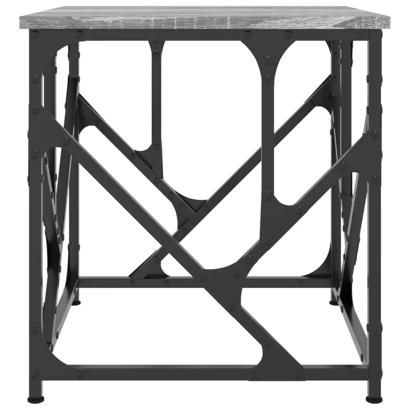 Table d'appoint style industriel 45 x 45 x 47,5 cm bois d'ingénierie gris et métal DEC040015