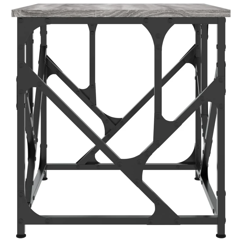 Table d'appoint style industriel 45 x 45 x 47,5 cm bois d'ingénierie gris et métal DEC040015