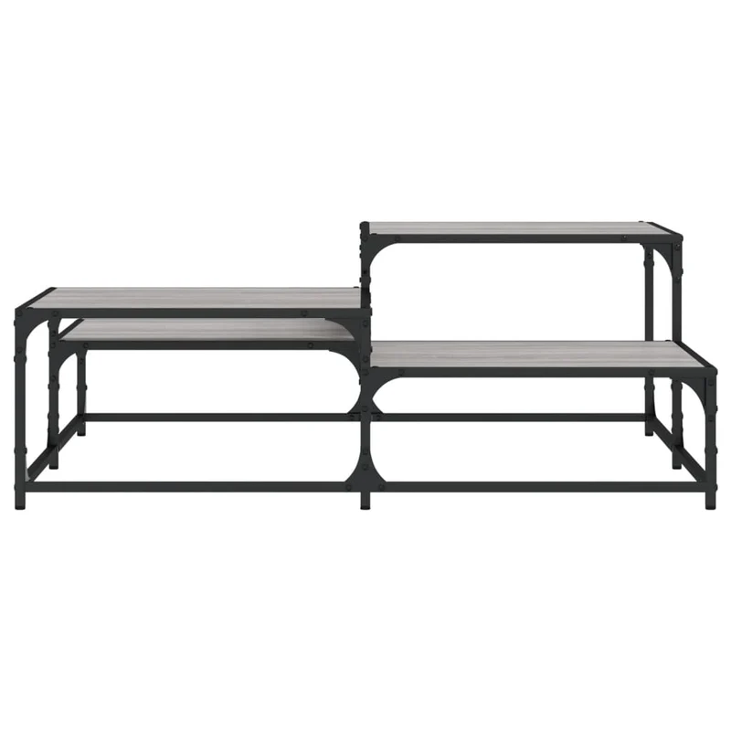 Table basse style industriel 107 x 107 x 40 cm bois d'ingénierie gris et métal DEC040005