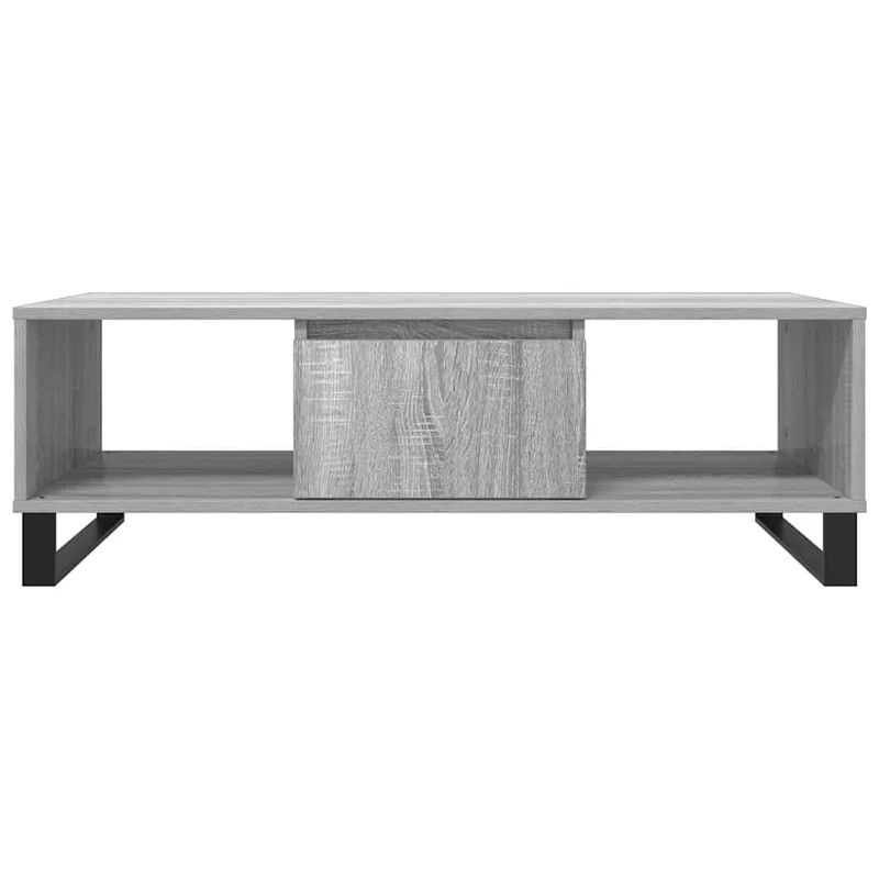Table basse avec 3 compartiments 104 x 60 x 35 cm bois d'ingénierie gris et fer DEC040001