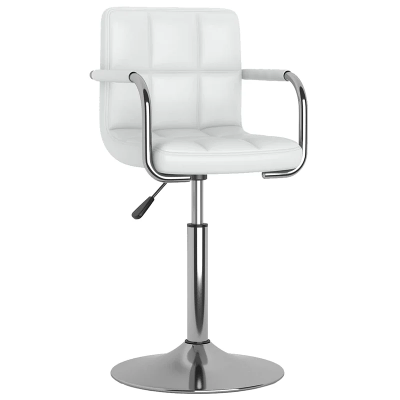 Lot de 2 tabourets de bar siège pivotant hauteur réglable accoudoirs en PVC blanc DEC025194