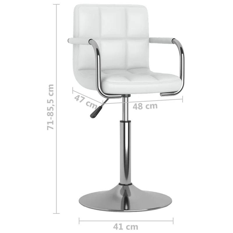 Lot de 2 tabourets de bar siège pivotant hauteur réglable accoudoirs en PVC blanc DEC025194
