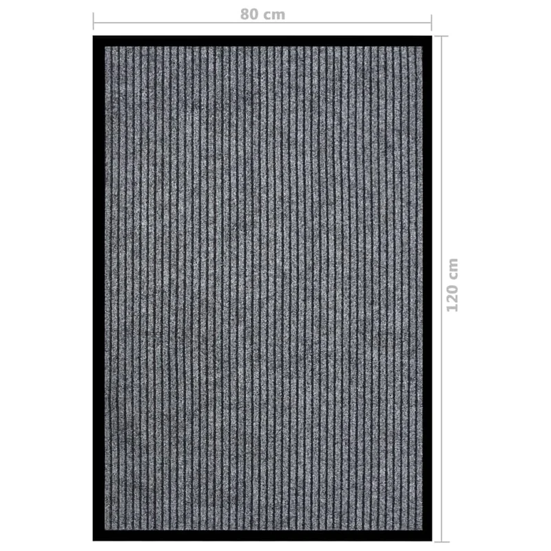 Paillasson rayé 80 x 120 cm PP gris et vinyle dessous antidérapant DEC040644