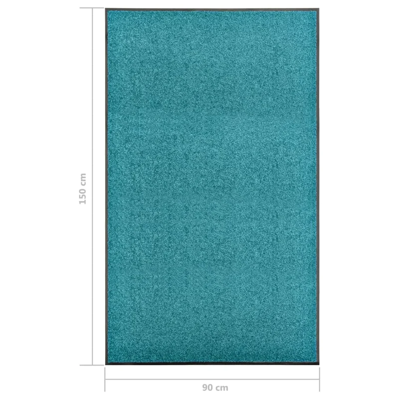 Paillasson lavable 90 x 150 cm polyamide turquoise PVC antidérapant DEC040617