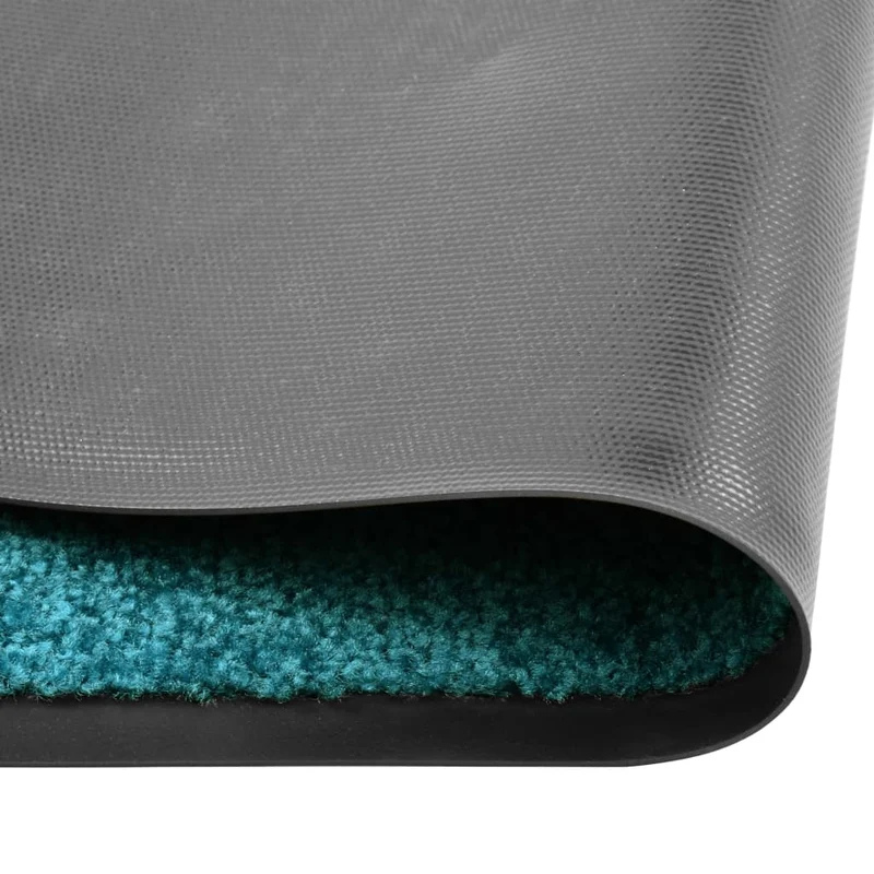 Paillasson lavable 90 x 120 cm polyamide turquoise et PVC antidérapant DEC040616