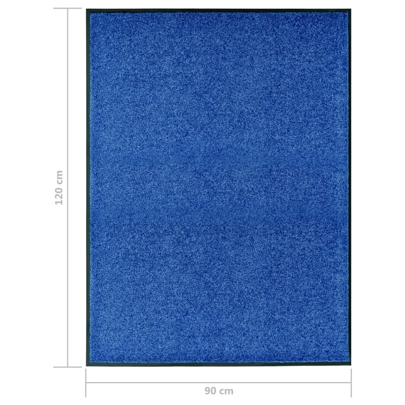 Paillasson lavable 90 x 120 cm polyamide bleu PVC antidérapant DEC040604