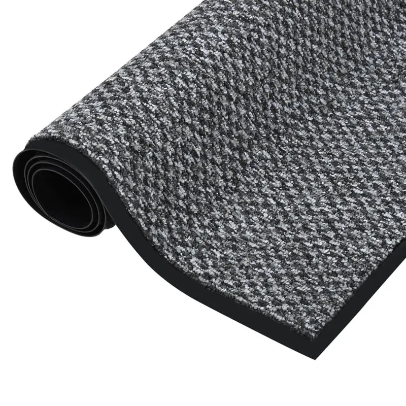 Paillasson de porte d'entrée 60 x 80 cm PP gris et vinyle dessous antidérapant DEC040595