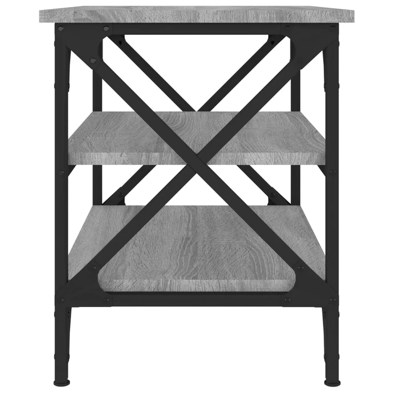 Table d'appoint avec étagère style industriel 55 x 38 x 45 cm bois d'ingénierie gris et fer DEC040303