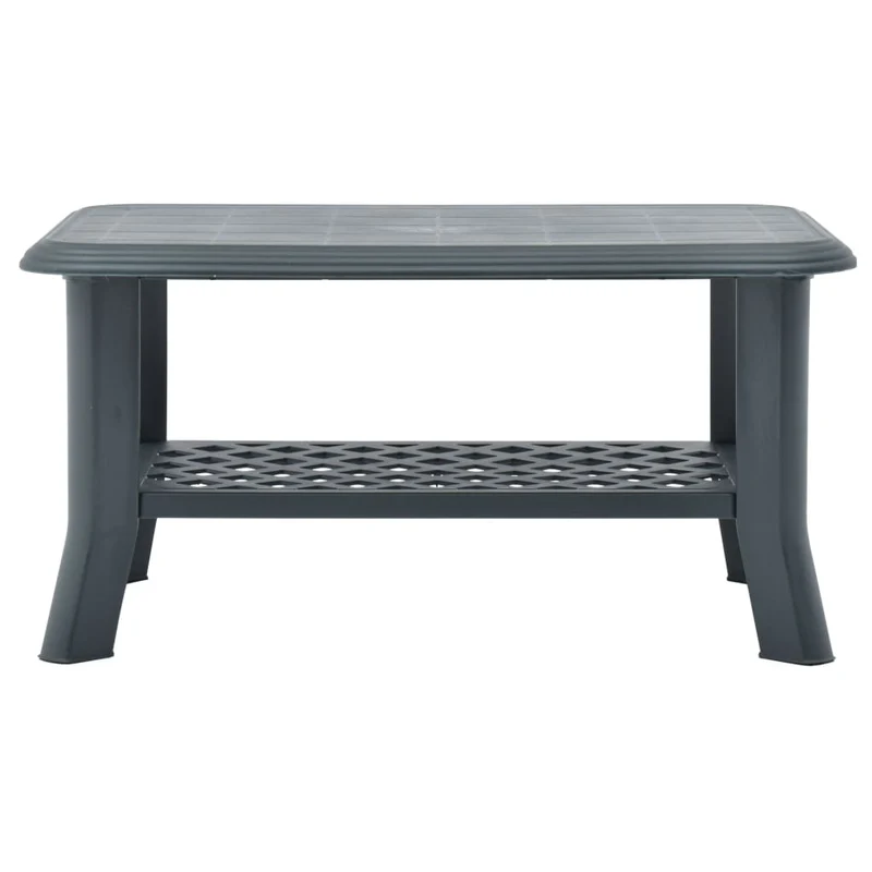 Table basse avec étagère pour extérieur 90 x 60 x 46 cm en plastique vert DEC040196