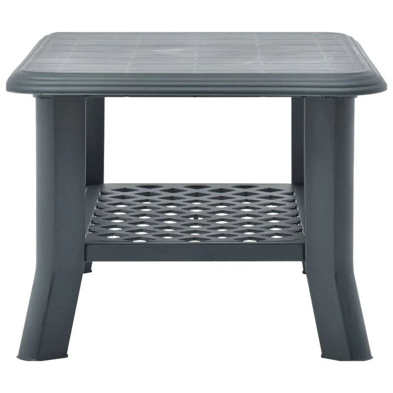 Table basse avec étagère pour extérieur 90 x 60 x 46 cm en plastique vert DEC040196