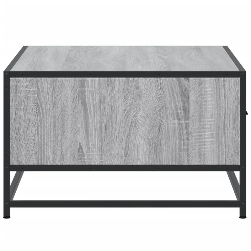 Table basse avec tiroir style industriel 90 x 57 x 35 cm bois d'ingénierie gris et métal DEC040159