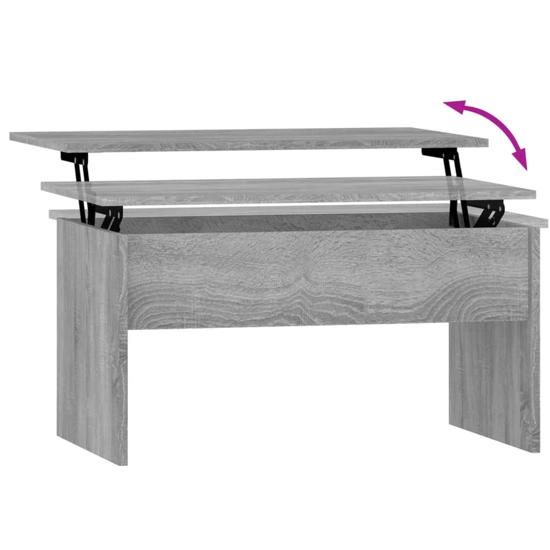 Table basse avec plateau relevable 80 x 50,5 x 41,5 cm bois d'ingénierie gris DEC040086