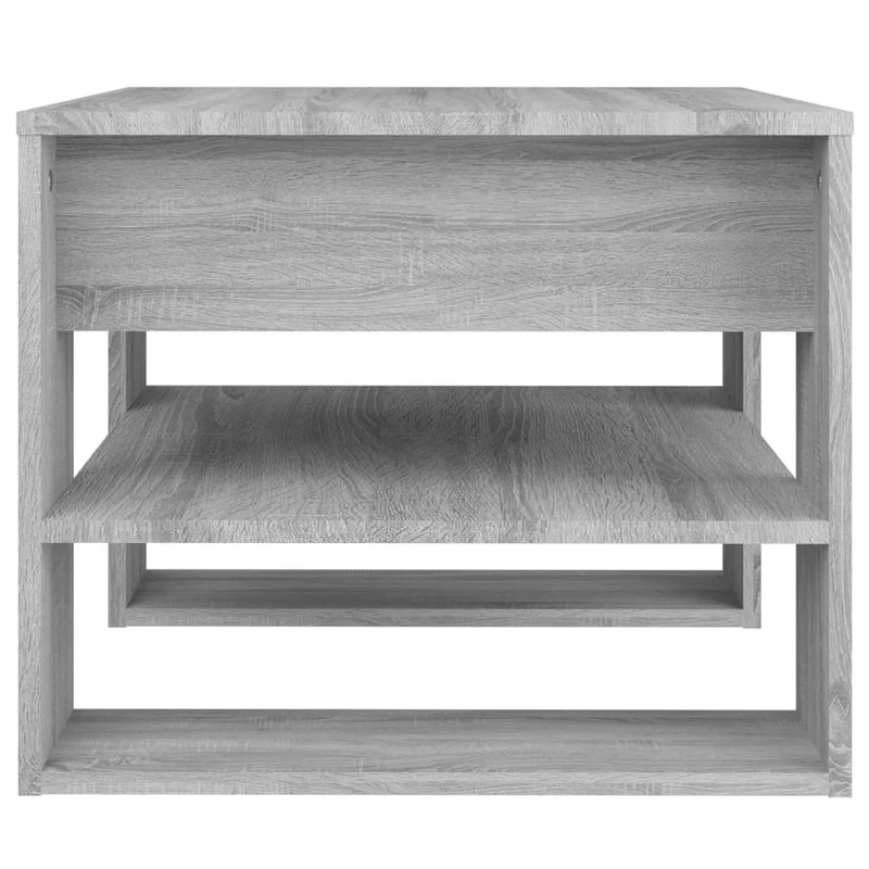 Table basse avec étagères 55,5 x 55 x 45 cm bois d'ingénierie gris DEC040042