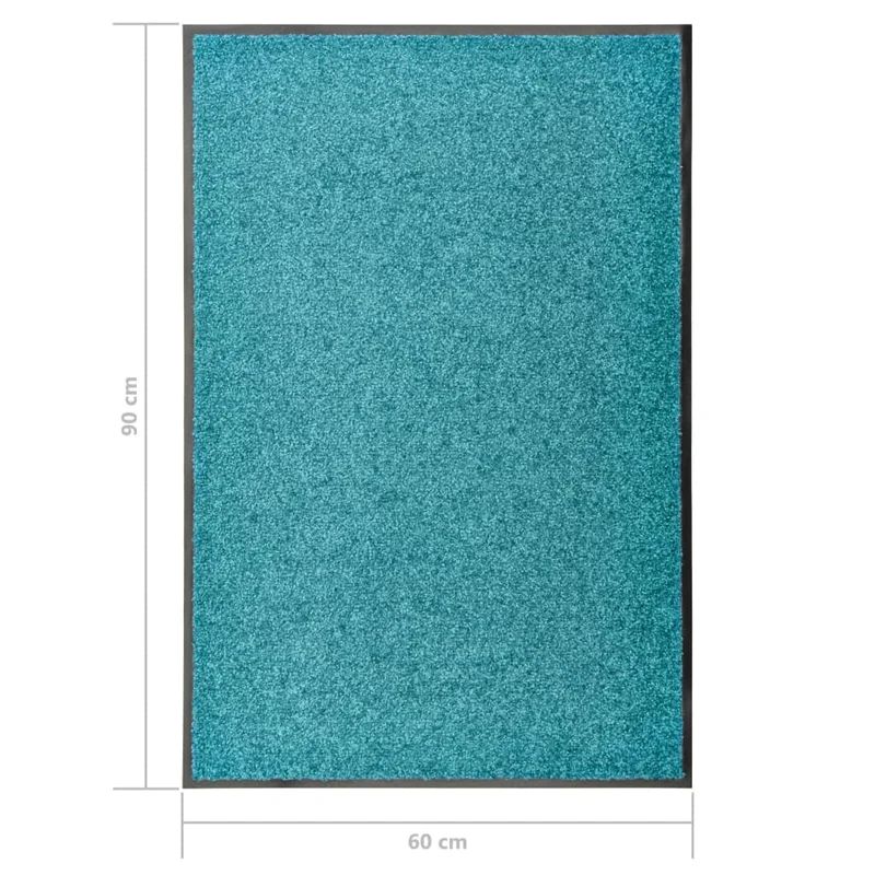 Paillasson lavable 60 x 90 cm polyamide turquoise et PVC antidérapant DEC040615