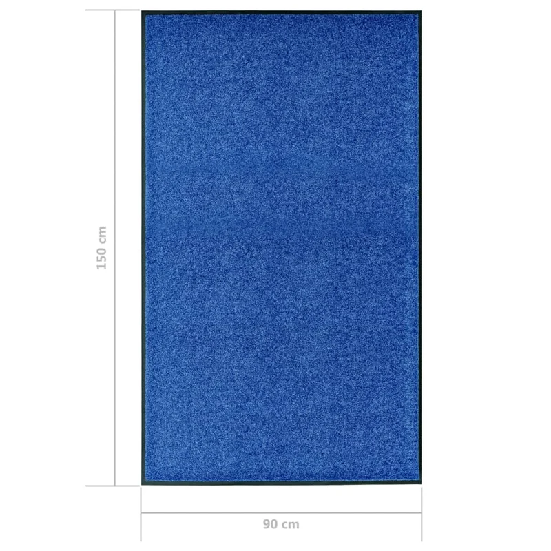 Paillasson lavable 90 x 150 cm polyamide bleu PVC antidérapant DEC040605