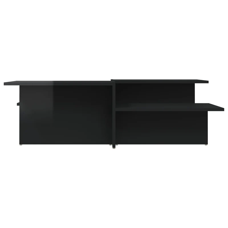 Lot de 2 tables d'appoint avec étagère en bois d'ingénierie noir brillant DEC040427