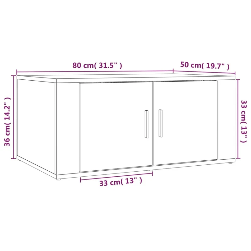 Table basse avec 2 compartiments 80 x 50 x 36 cm bois d'ingénierie gris DEC040088