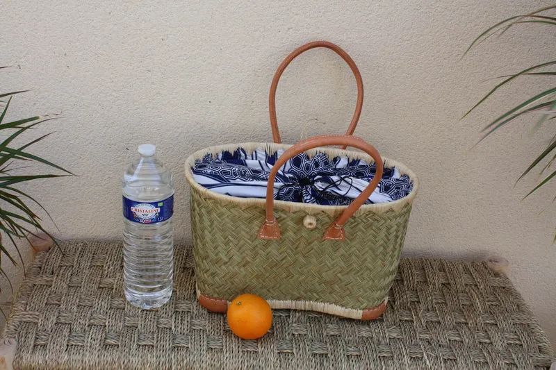 Panier cabas tissu WAX africain - Sac XXL Anses Longues - 3 TAILLES - idéal marchés, courses, plage... raphia palmier roseau osier