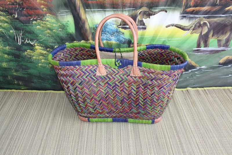 Cabas à courses - Panier magnifique tressage 3 couleurs - Sac Artisanal de Madagascar - 3 tailles au choix -