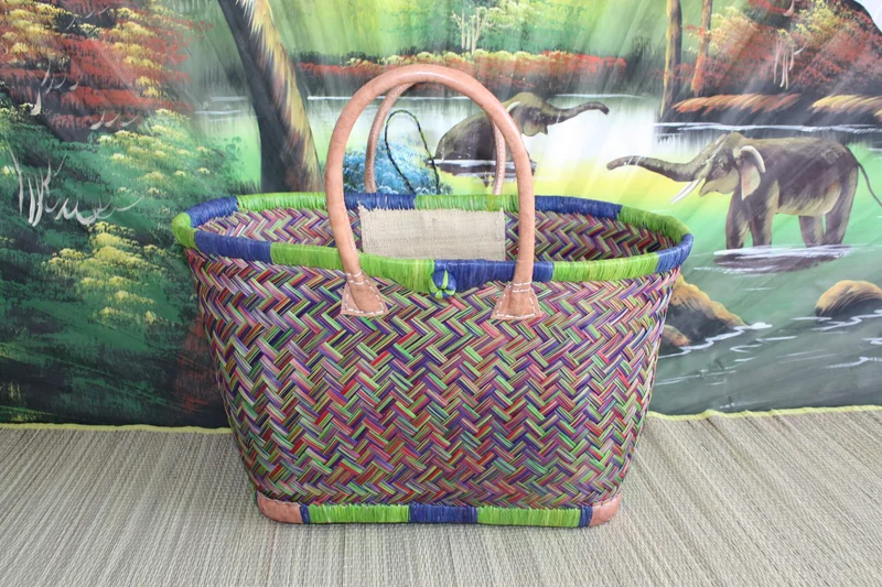 Cabas à courses - Panier magnifique tressage 3 couleurs - Sac Artisanal de Madagascar - 3 tailles au choix -
