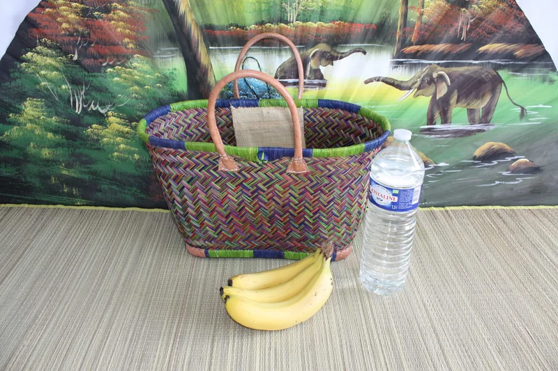 Cabas à courses - Panier magnifique tressage 3 couleurs - Sac Artisanal de Madagascar - 3 tailles au choix -