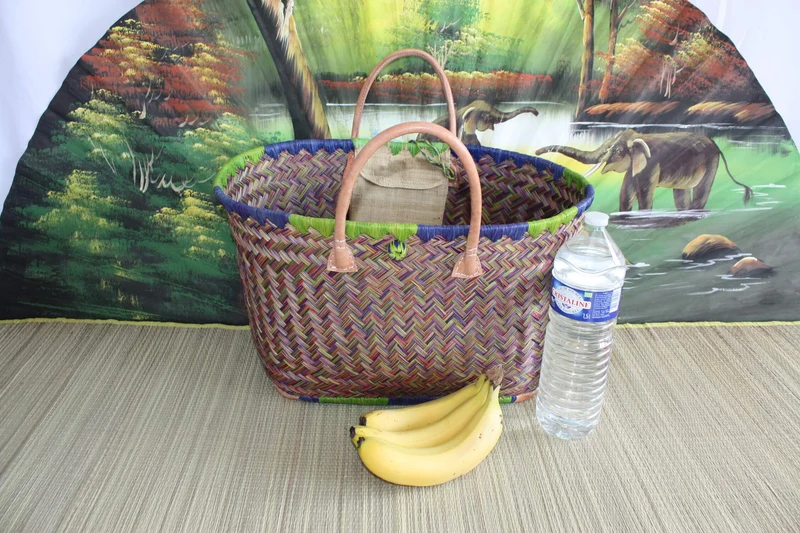 Cabas à courses - Panier magnifique tressage 3 couleurs - Sac Artisanal de Madagascar - 3 tailles au choix -