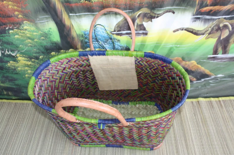Cabas à courses - Panier magnifique tressage 3 couleurs - Sac Artisanal de Madagascar - 3 tailles au choix -