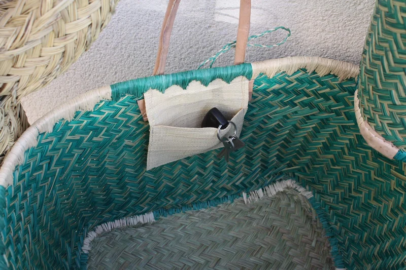 BEAU Panier Turquoise XXL de MADAGASCAR - 3 tailles - Sac Cabas - courses , marchés , plage ...