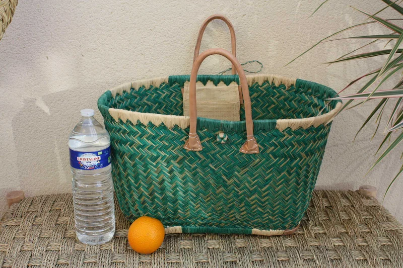 BEAU Panier Turquoise XXL de MADAGASCAR - 3 tailles - Sac Cabas - courses , marchés , plage ...