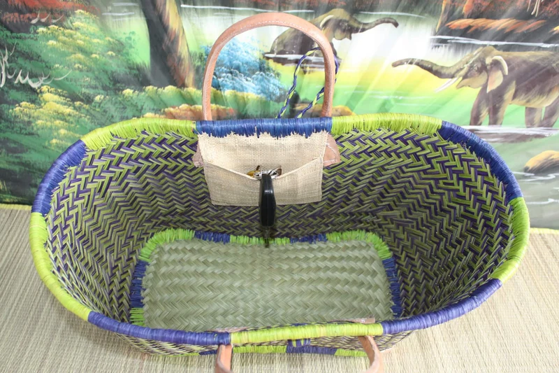 Superbe Panier sac cabas en Paille - 3 TAILLES - tressé à la main - idéal courses , marchés , plage , déco...