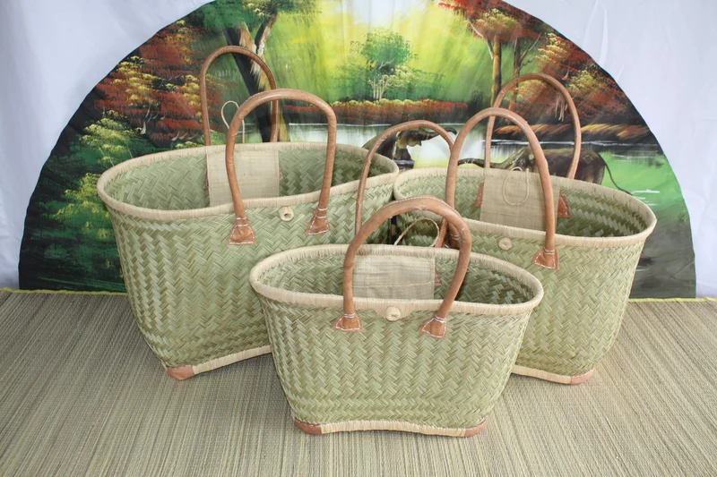 JOLI Panier sac cabas en Paille - 3 TAILLES - Anses Longues - idéal courses , marchés , travail , plage ... raphia palmier jonc